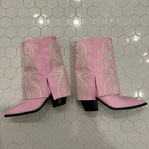 Azalea Wang ESPERANZA COWBOY BOOTS- LIGHT PINK Sz 10